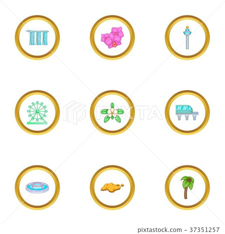 Singapore travel icons set, cartoon style Singapore travel icons set, cartoon style 37351257