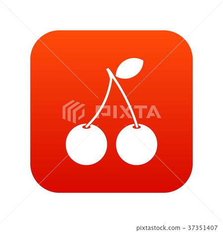 Two ripe cherry berries icon digital red Two ripe cherry berries icon digital red 37351407