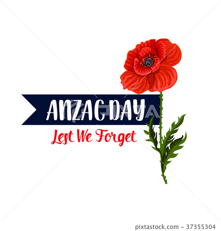 Anzac Day Lest We Forget poppy vector ribbon icon - Stock Illustration ...