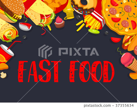 Fast food vector fastfood snacks meals poster Fast food vector fastfood snacks meals poster 37355634