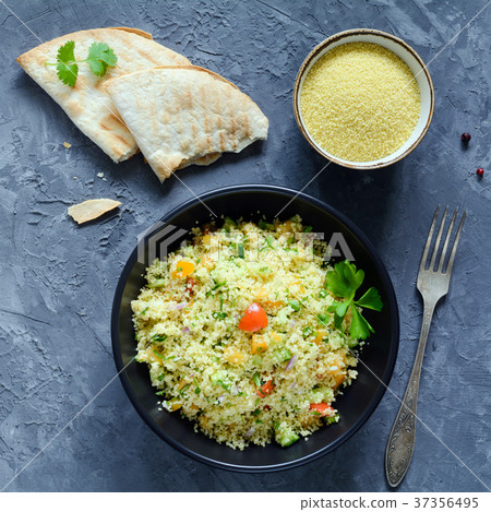 Lebanese cous cous salad Tabbouleh with vegetables 37356495