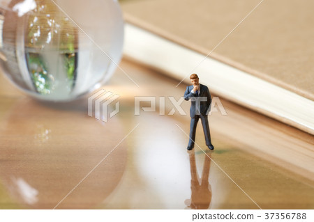 Miniature people businessmen analyze standing Miniature people businessmen analyze standing 37356788