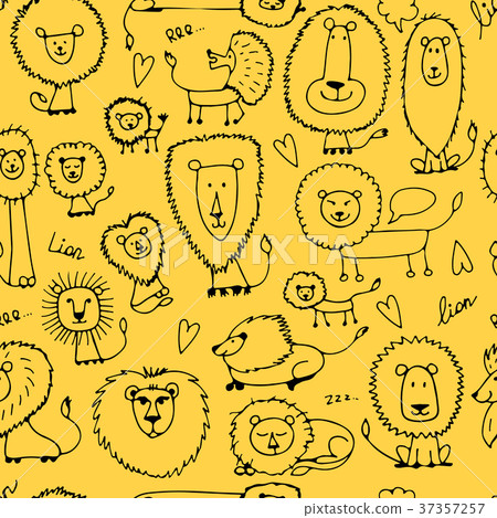 Funny lions, seamless pattern for your design Funny lions, seamless pattern for your design 37357257