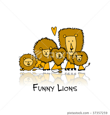 Funny lions, sketch for your design Funny lions, sketch for your design 37357259