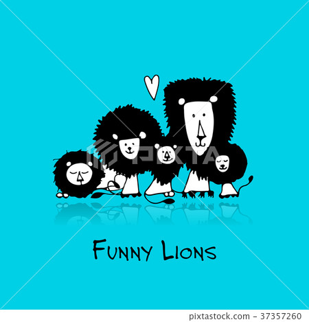Funny lions, sketch for your design Funny lions, sketch for your design 37357260