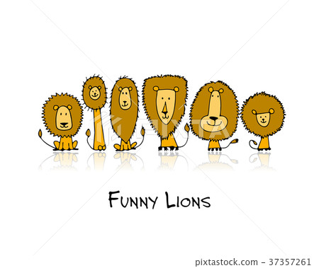 Funny lions, sketch for your design Funny lions, sketch for your design 37357261