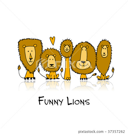 Funny lions, sketch for your design Funny lions, sketch for your design 37357262