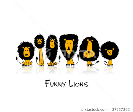 Funny lions, sketch for your design Funny lions, sketch for your design 37357263