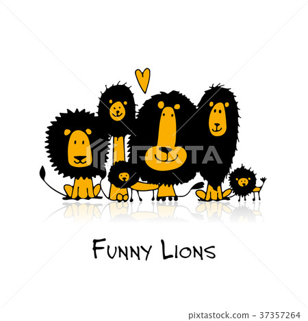 Funny lions, sketch for your design 37357264