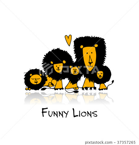Funny lions, sketch for your design Funny lions, sketch for your design 37357265