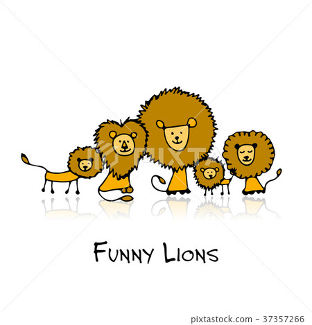 Funny lions, sketch for your design Funny lions, sketch for your design 37357266