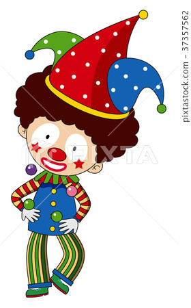 Happy clown with colorful hat Happy clown with colorful hat 37357562