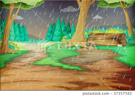 Park scene on rainy day 37357583