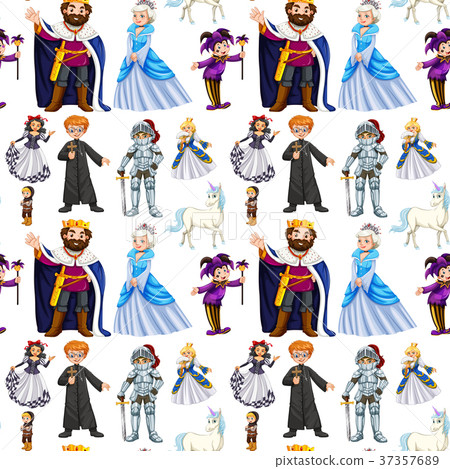 Seamless design with fairytale characters 37357689
