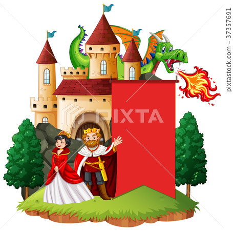 Banner template with king and queen 37357691