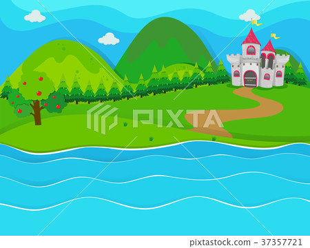 Scene with castle by the river 37357721