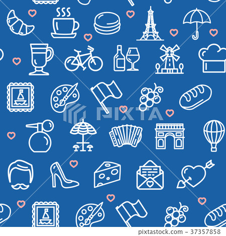 France Travel Seamless Pattern Background on a 37357858