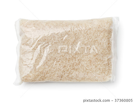 Top view of rice packed in plastic bag 37360805