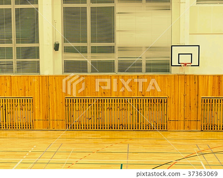 Interior of school gym with walls covered by net. Interior of school gym with walls covered by net. 37363069