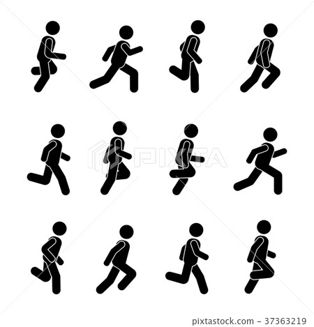 Man people various running position 37363219