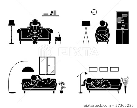 Stick figure resting at home position set 37363283