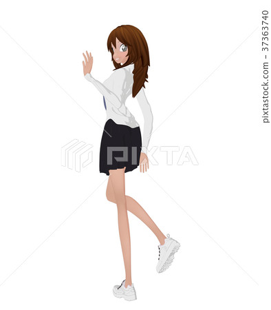 The female student who poses prtmong 2DCG... - Stock Illustration ...