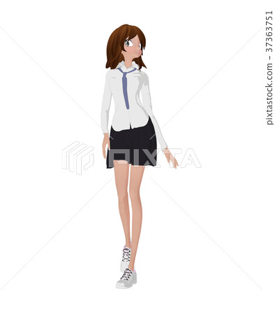 構成prtmong 2DCG插圖素材的女學生 構成prtmong 2DCG插圖素材的女學生 37363751