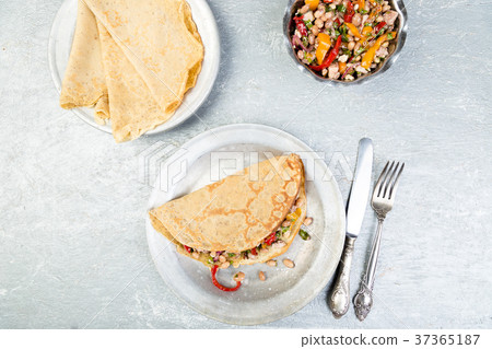 Buckwheat Pancake. Mexican Quesadilla. 37365187