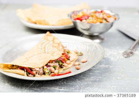 Buckwheat Pancake. Mexican Quesadilla. 37365189