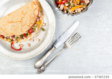 Buckwheat Pancake. Mexican Quesadilla. 37365193