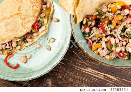 Buckwheat Pancake. Mexican Quesadilla. 37365204