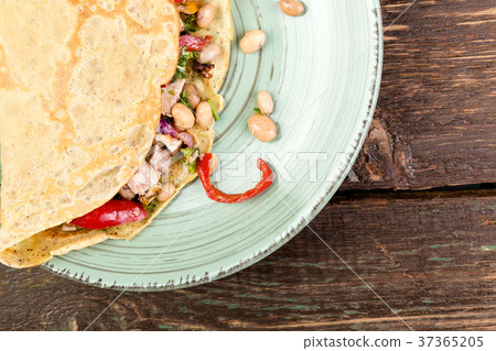Buckwheat Pancake. Mexican Quesadilla. 37365205