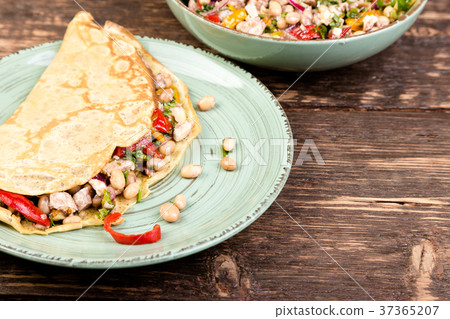 Buckwheat Pancake. Mexican Quesadilla. 37365207