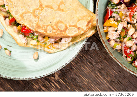 Buckwheat Pancake. Mexican Quesadilla. 37365209
