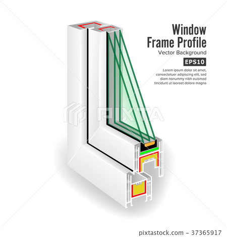 Window Frame Structure. Three Transparent Glass-插圖素材 [37365917] - PIXTA圖庫