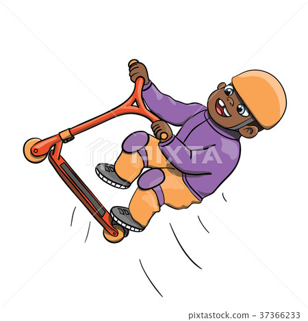 Teenager making tricks on kick scooter 37366233