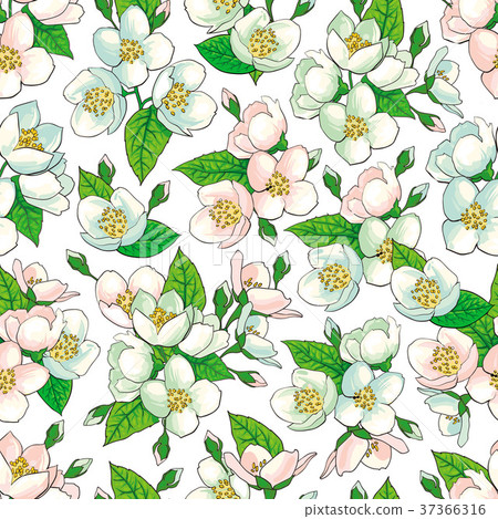 Vector hand drawn apple tree seamless pattern - Stock Illustration ...