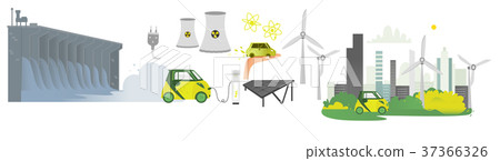 vector flat renewable, alternative energy icon set - Stock Illustration ...