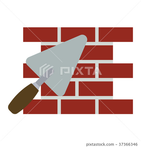 Icon of brick wall with trowel - Stock Illustration [37366346] - PIXTA