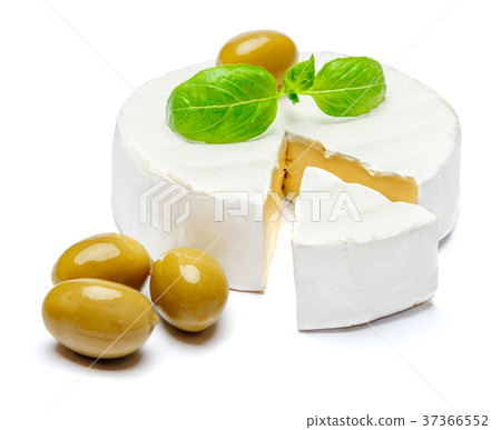 Round brie or camambert cheese on a white Round brie or camambert cheese on a white 37366552