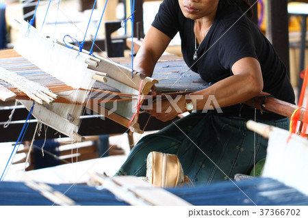 Thai traditional lady weaving knitting work Thai traditional lady weaving knitting work 37366702