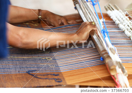 Thai traditional lady weaving knitting work Thai traditional lady weaving knitting work 37366703
