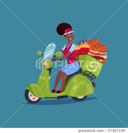 Food Delivery Service Icon African American Woman Food Delivery Service Icon African American Woman 37367199