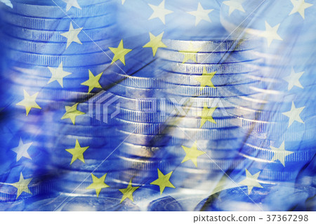 euro coins and the flag of the European Union 37367298