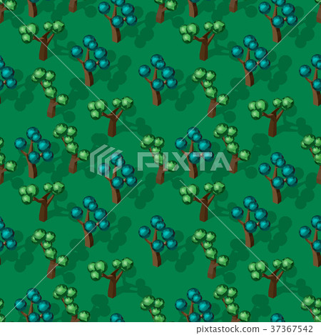 Seamless pattern with isometric trees - Stock Illustration [37367542 ...