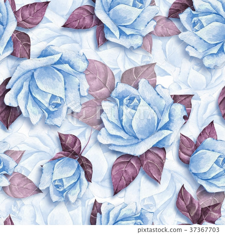 Floral seamless pattern with blue roses 21 - Stock Illustration ...
