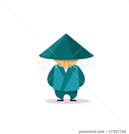 Asian Man Cartton Character Wearing Traditional 37367788