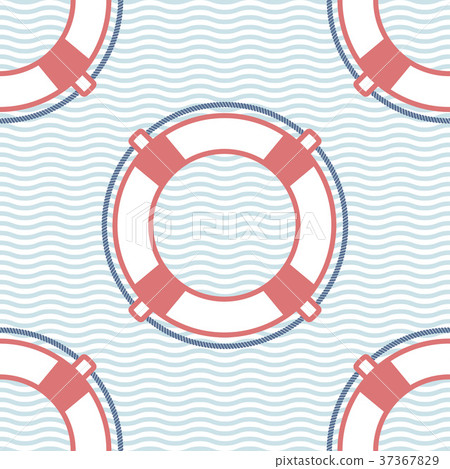 Lifebuoy marine vector seamless pattern - Stock Illustration [37367829 ...