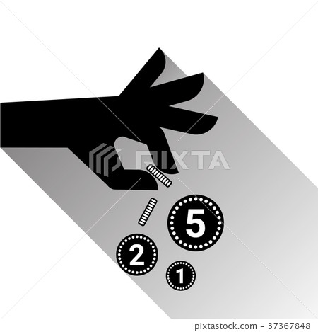 Hand Throwing Coins Silhouette Black Icon 37367848