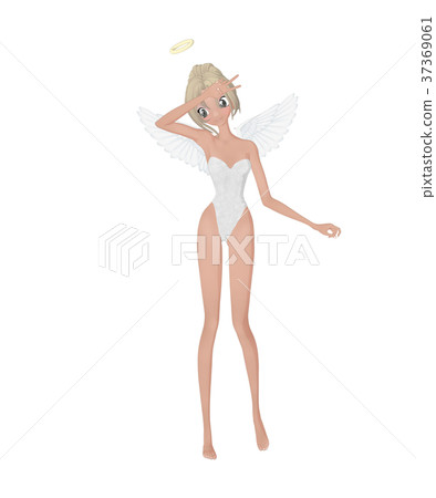 逗人喜愛的天使神仙的神仙perming2DCG例證材料 37369061